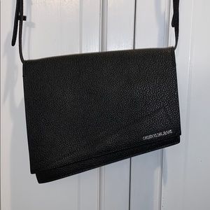 Black leather shoulder bag